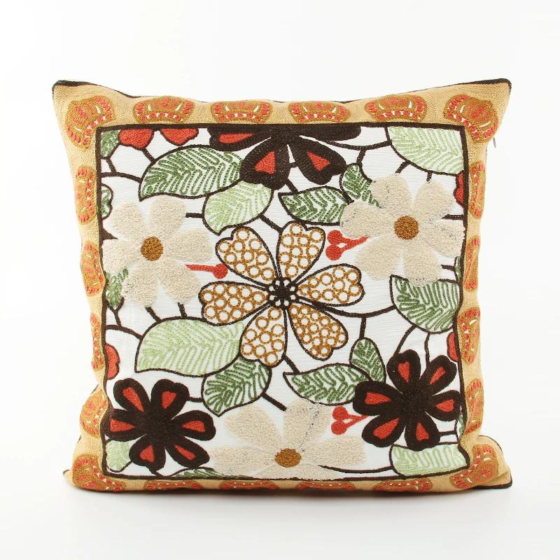 

Sofa or Car Seat Cotton Embroidery Decorative Throw Pillow Case Chinese Flower Style Cushion Cover 45*45cm ZD62