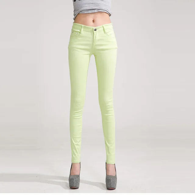 Women Pants Candy Jeans 2018 Spring Fall Pencil Pants Slim Casual