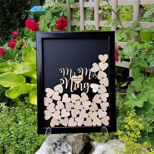 Personalized names Wedding Guest Book,Wood Guestbook Alternative,Custom Heart Guest Book Frame,Rustic Drop Box Wedding Decor