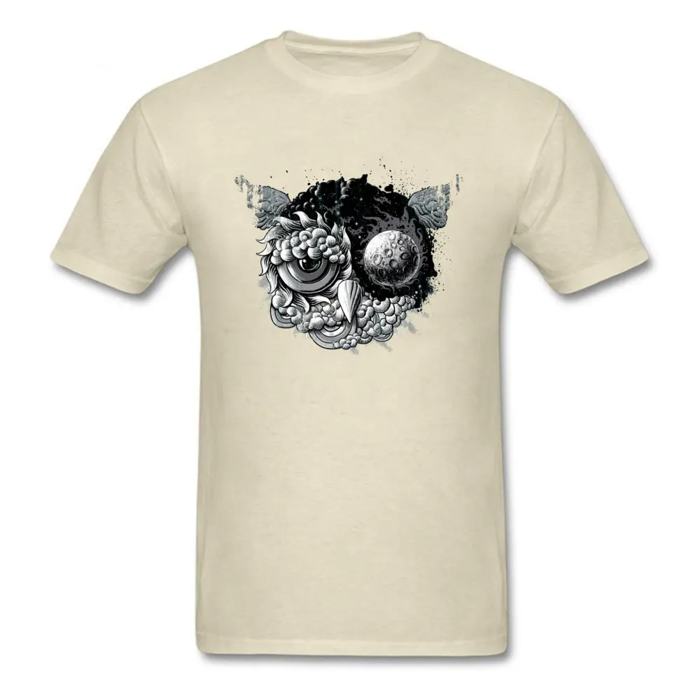 Normal Labor Day 100% Cotton Crewneck Tees Short Sleeve Simple Style Tops Shirts 2018 New Print T Shirt Free Shipping Owl Day & Owl Night 5801 beige