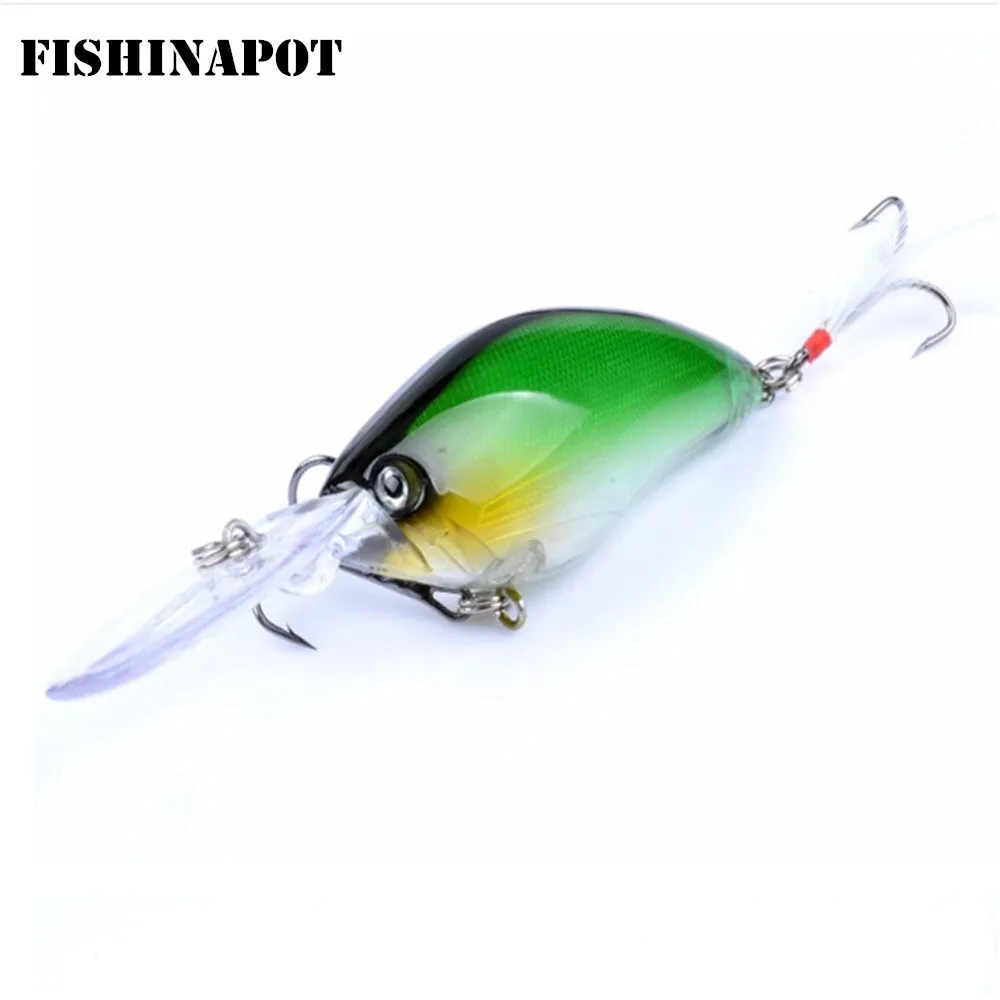 

FISHINAPOT 1PCS Laser Crank Fishing Lure 11cm /18g Wobbler Artificial Fishing Hard Bait with Feather Hooks Crankbait Tackle