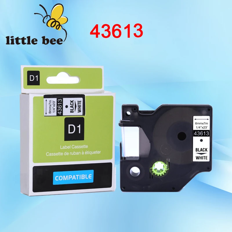 2pcs DYMO 43613 6mm*7m black on white Label Tape Compatible for label printer ribbons maker | Компьютеры и офис