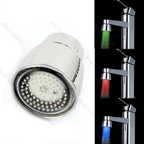 

Temperature Sensor 3 Color Kitchen Water Tap Faucet RGB Glow Shower LED Light
