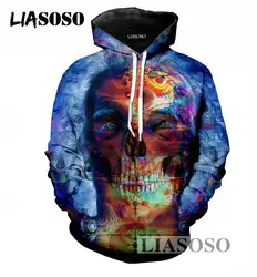 Liasoso 6 Plus Для мужчин/Для женщин с длинным рукавом Толстовки 3D печать психоделический череп с капюшоном Harajuku пуловер Лидеры брендов t849