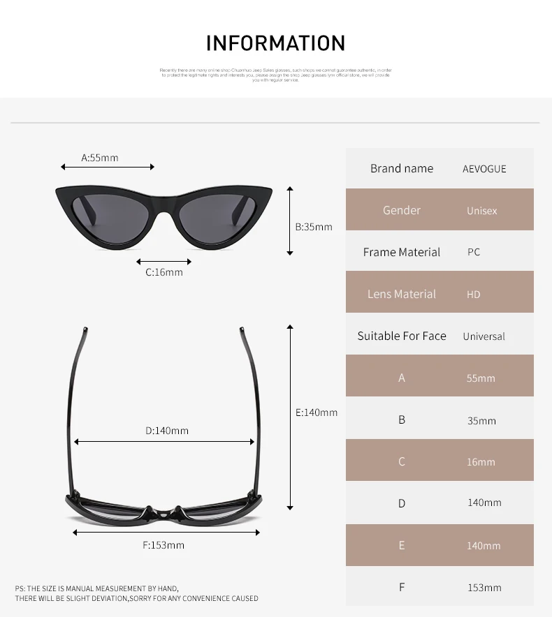 Солнцезащитные очки AEVOGUE Для женщин ретро кошачий глаз Пластик Frame хорошее качество классические очки модные красные женские