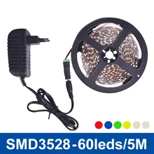 SMD3528 LED Strip Light Lamp 5m 60LED/m Non-waterproof Single Color Red Green Blue Yellow Warm White,White Power Supply 2A DC12V