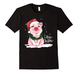 Веселая Рождественская футболка с надписью «Love Pigs», летние футболки с короткими рукавами, топы, большие размеры S ~ 3Xl, хлопковая футболка