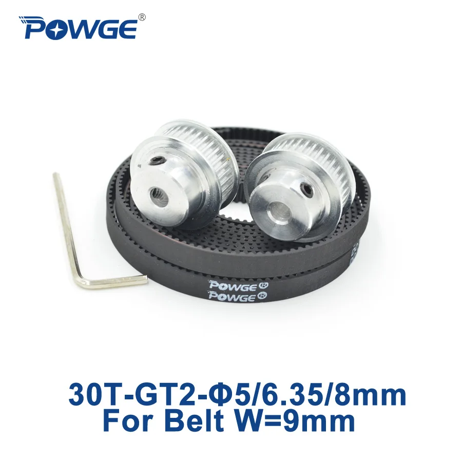 Tanie POWGE 2 sztuk 30 zęby GT2 koło rozrządu otwór 5mm 6.35mm 8mm + 2 metry szerokość 9mm GT2 otwarty pas synchroniczny 2GT koło pasowe 30 zęby 30T