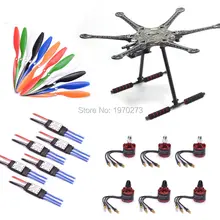 S550 F550 гексакоптер рама с PDB и шасси из углеродного волокна+ 6x2212 920kv двигатели+ 6 x 30A ESC+ 6 пар 1045 пропеллеров