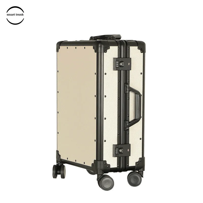 

Free Shipping Vintage Luggage PP Aluminum Frame Luggage TSA Code Lock Hardside Women Suitcase With Universal Wheel Trolley Case