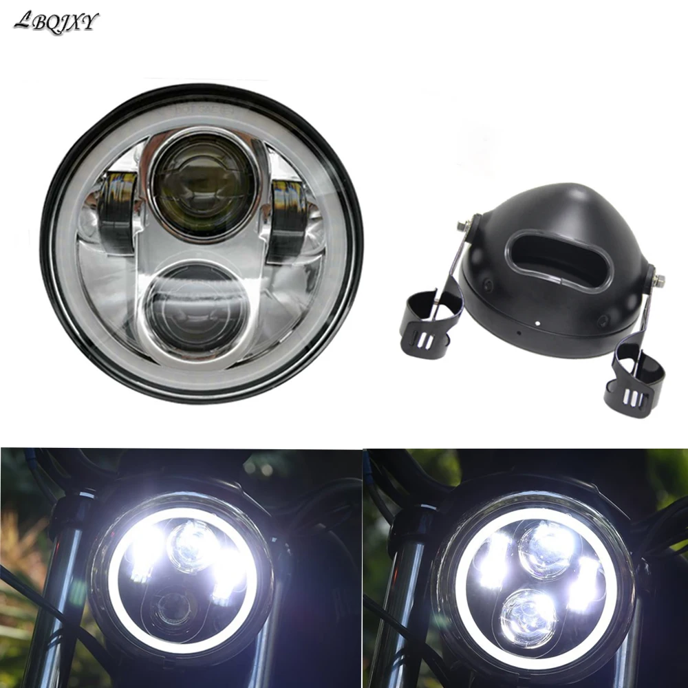 

5.75 inch led headlight housing for Harley Round 5 3/4'' motorcycle projector headlamp with White Daytime Running Light