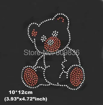 

20pcs/lot Cute bear hot fix rhinestones heat transfer design iron on motifs patches DIY motif rhinestones (ss-6019)