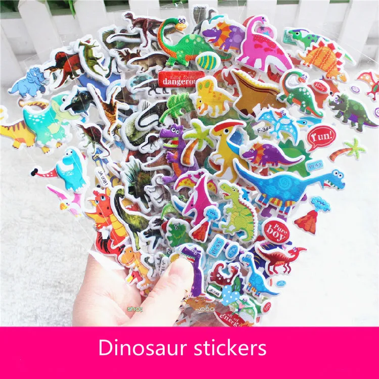 

9 sheets/set 3D animal Jurassic dinosaur stickers for kids toys home wall decor cartoon laptop School Teacher Reward sticker
