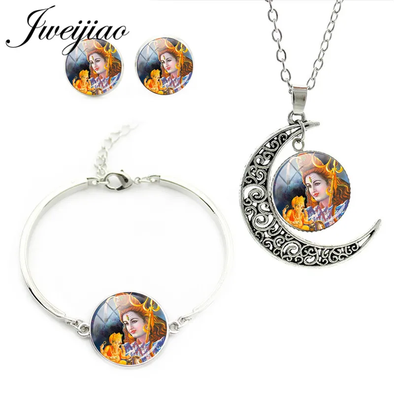 JWEIJIAO Shiva Parvati Ganesha индийское искусство индуическое ожерелье серьги Браслеты