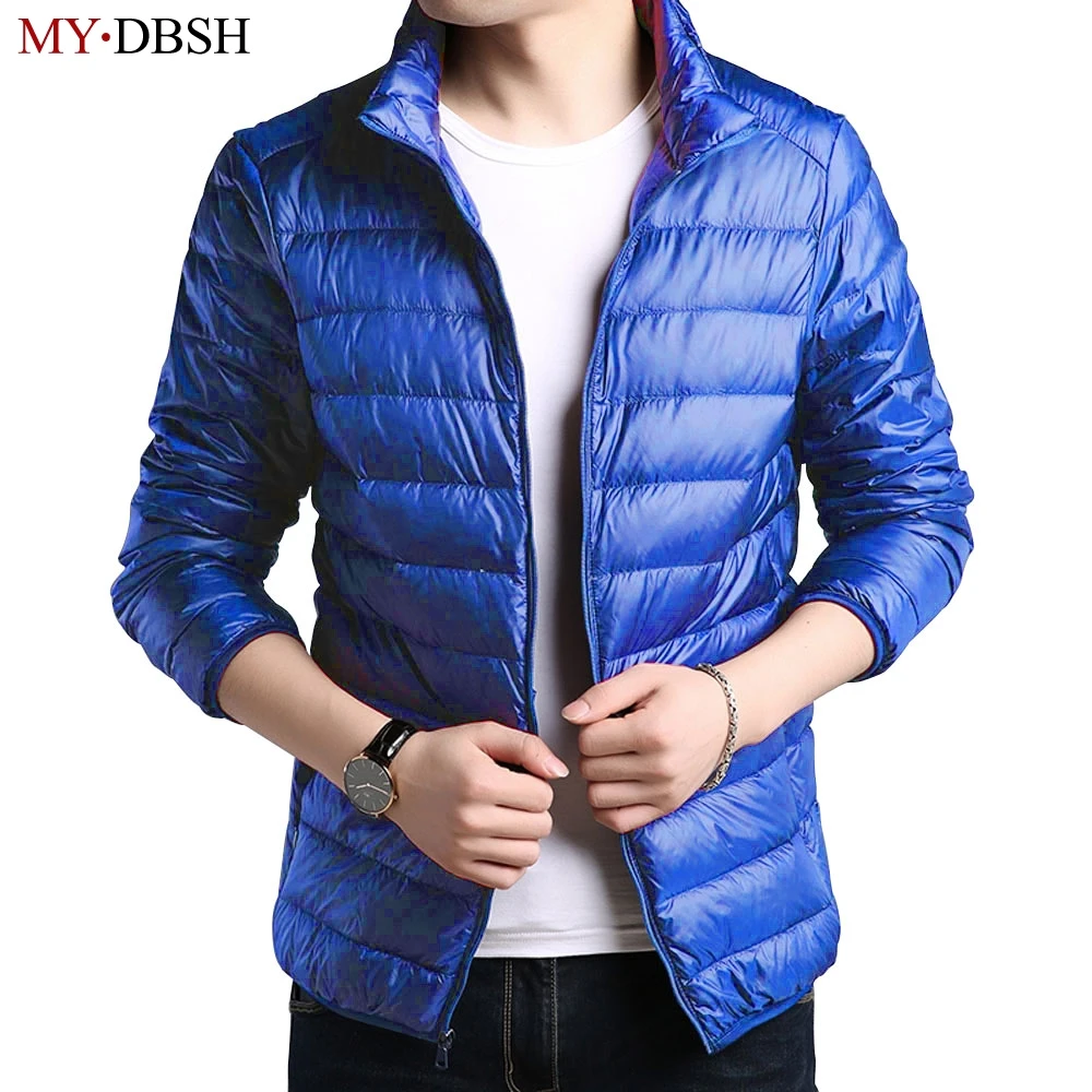 

2019 Winter Mens ultraLight Down Jacket White Duck Down Jackets Fashion Thick Warm Slim Hooded Parkas Hombre Male Overcoats