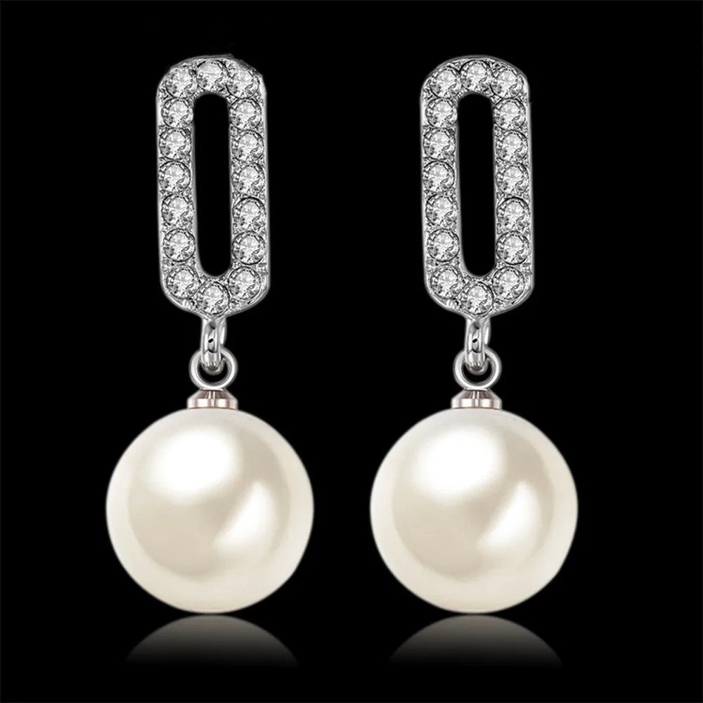 

Pearl earrings for women fashion jewelry Silver Rose gold Personality Crystal earrings female Rhinestones Stud Earrings gifts