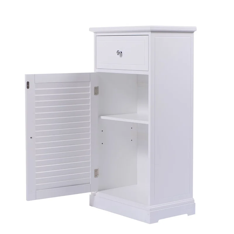 Decorative Louvered Door Modern White Bathroom Storage Cabinet