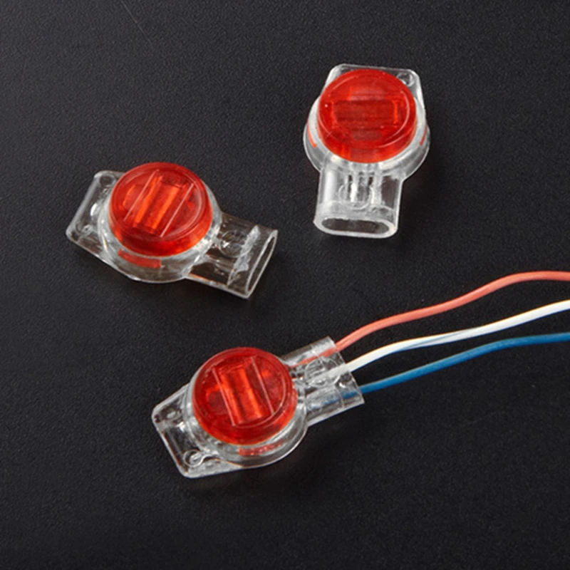 Uvital 200-Pack 3 Port Crimp Connection Terminals Red Clear K3 Connector Waterproof Wiring Ethernet Cable Telephone Cord Splice Terminals Uvital 200-Pack 3 Port Crimp Connection Terminals Red Clear K3 Connector Waterproof Wiring Ethernet Cable Telephone Cord Splice Terminals