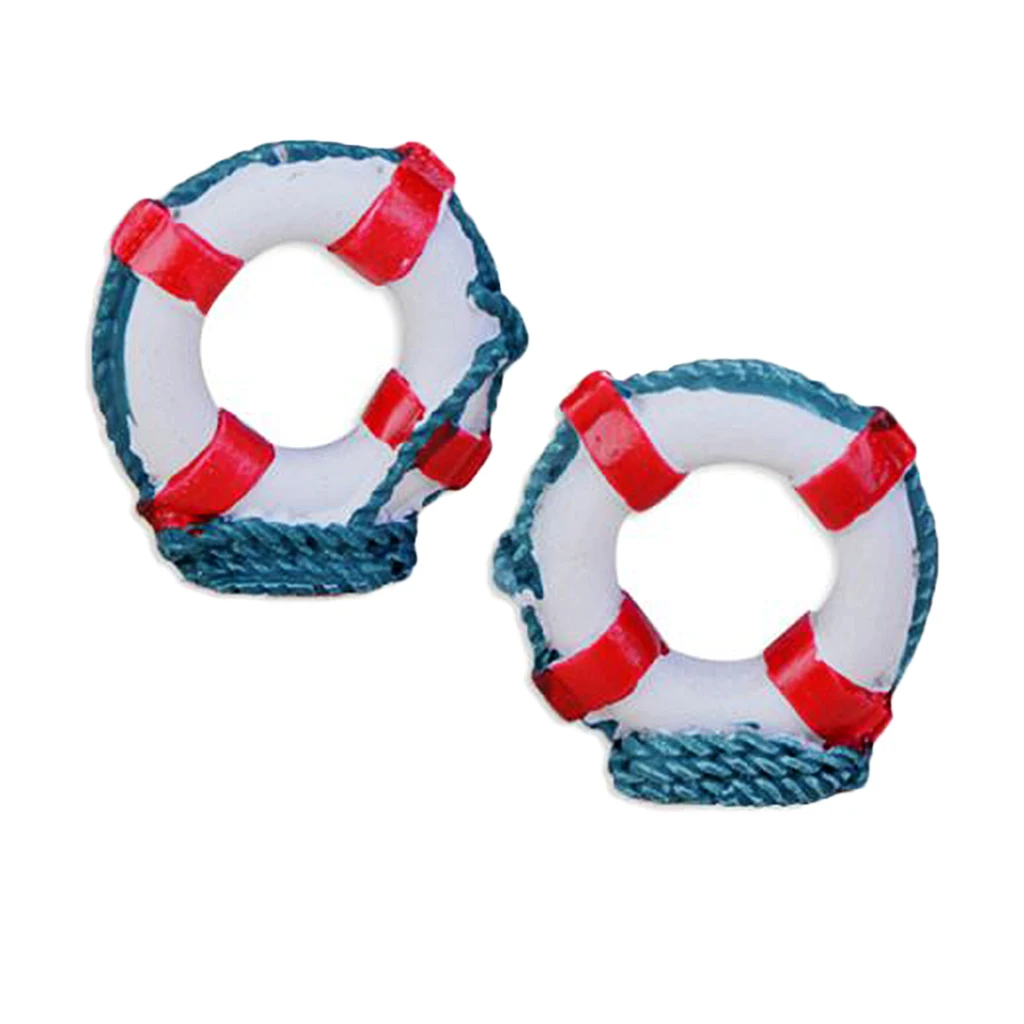 2Pcs Mediterranean Style Decorative Life Buoy Home Marine Beach Decor