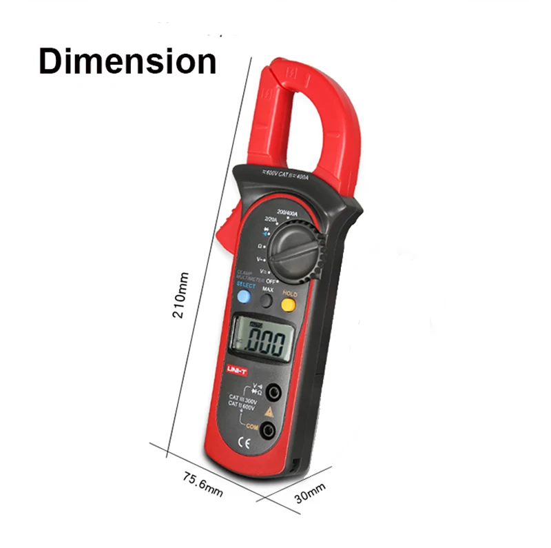 UNI-T UT202 Автоматический диапазон цифровой клещи мультиметр Вольтметр Амперметр DC AC Напряжение Ток Сопротивление температура тестер