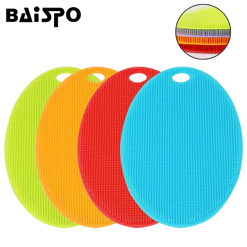 

BAISPO Magic Silicone Dish Brush Double Sided Bowl Cleaning Brushes Scouring Pad Pot Pan Wash Cloth Cleaning Kitchen Accessories