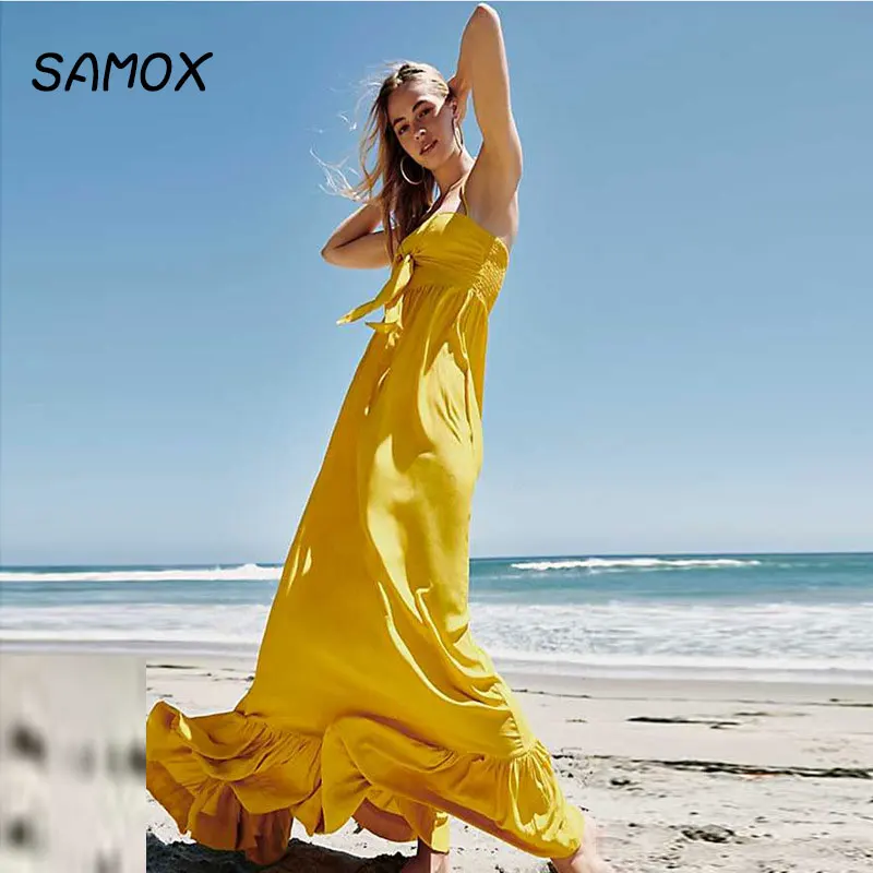 JSMY 2019 New Summer Fashion Women Ruffle Tube Top Fish Tail Dress