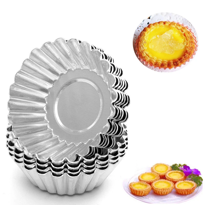 

10 Pcs/Pack Aluminum Alloy Cupcake Egg Tart Cookie Molds Cake Decorating Tools DIY Fruit Tart Tartlets Pans Baking Accessories