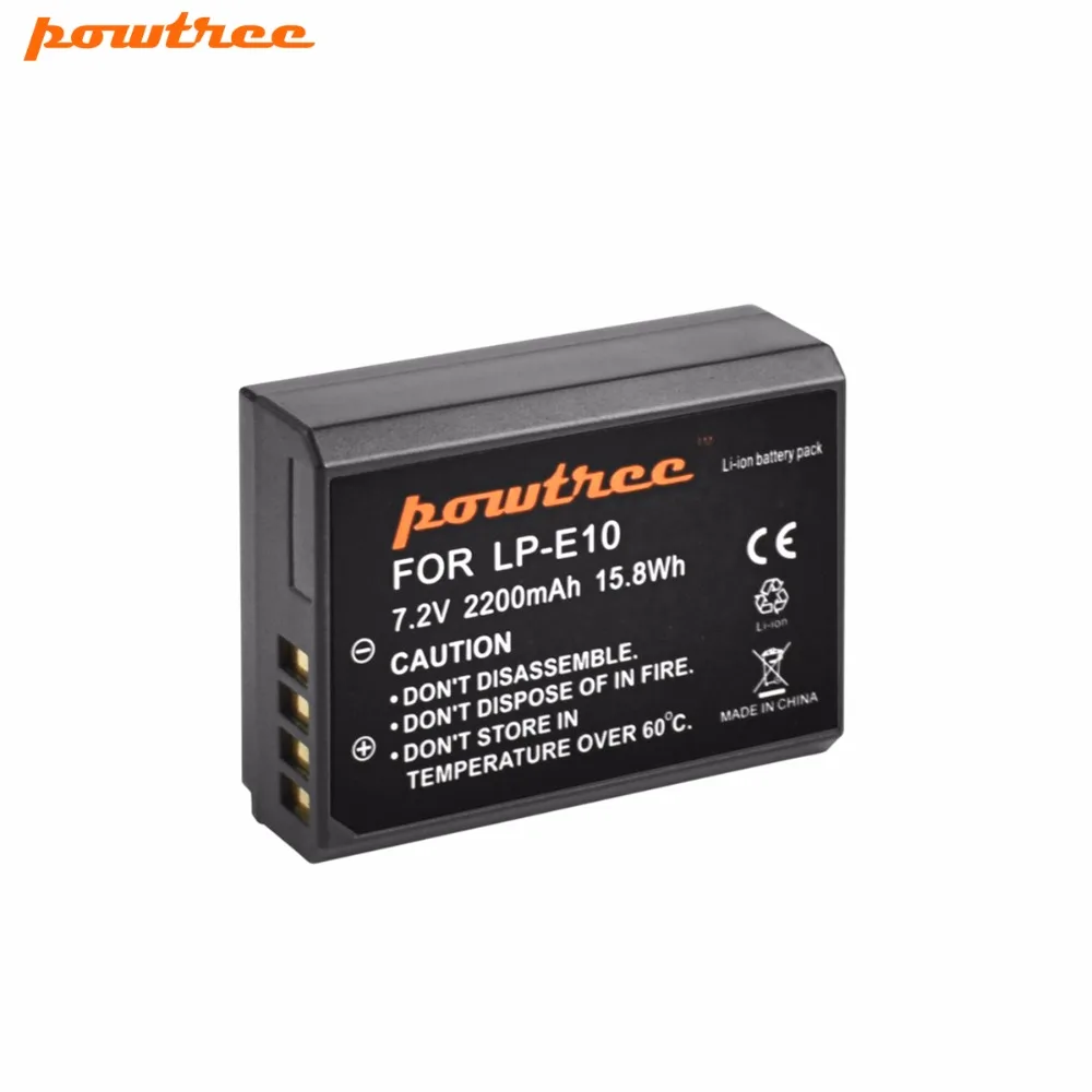 Powtree для Canon 1x7,2 V 2200 mAh LP-E10 аккумуляторная литиевая батарея Замена LP E10 LPE10 EOS Rebel T3 T5 T6 1100D