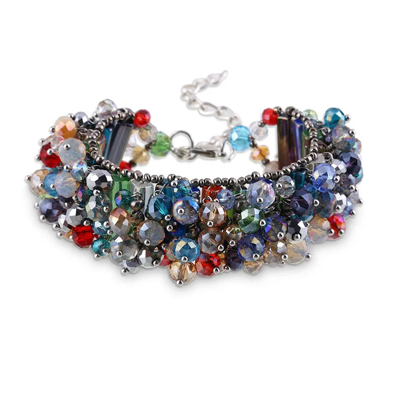 DiLiCa, модное колье, колье, ручная вязка, Кристальное бисерное ожерелье s для женщин, массивное ожерелье с нагрудником, колье Макси Ketting
