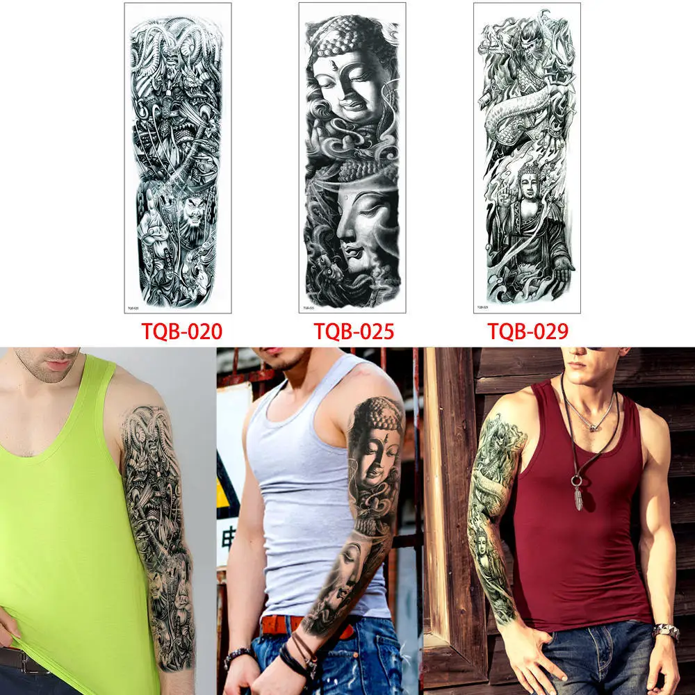 Glaryyears 3 шт./компл. полные руки татуировки тела для Для женщин Для мужчин TQB Большой Сексуальная временная татуировка Стикеры череп цветок рука сзади - Цвет: TQB Set 12