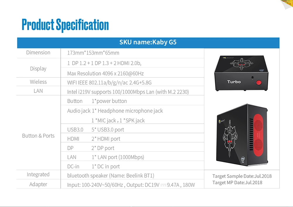 Beelink KABY G5 Intel i5-8305G 16 Гб DDR4 256 ГБ SSD ТВ-приставка Intel HD graphics 630 мини-ПК Поддержка Windows 10 bluetooth динамик