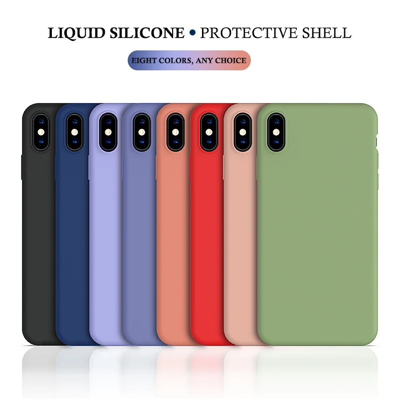 

Liquid Silicon Case For Apple iPhone X 10 XR XS Max Luxury Shockproof Silky Soft Back Phone Cover For iPhone 7 8 6 6s Plus Coque