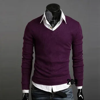 

2019 New Men's Pure-color V-collared Knit Sweater In Autumn Sells Korean Version of Men's Bottom Jersey