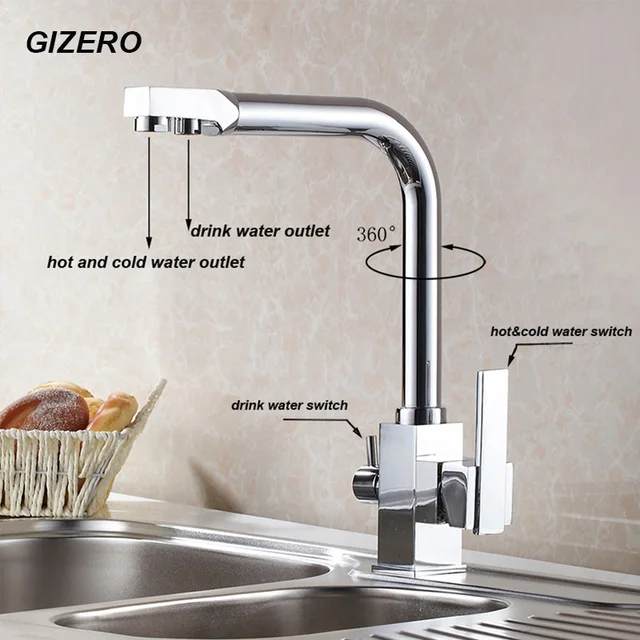 Best Offers Hot Sale High Quality US Standard Drink Water Faucet Kitchen Swivel Hot and Cold Filter Water Faucet Luxury Chrome Finshed ZR646