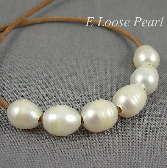 

Large Hole White Color Freshwater Pearls Nugget 8.5-9.0mmx10-11mm 10 Pieces Rice Loose Beads 2mm Hole