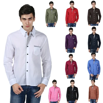 

Fashion Brand Men Shirt Long Sleeve Slim Casual Dress Shirt Male Male Patchwork Business Shirt Plus Size 3XL 4XL