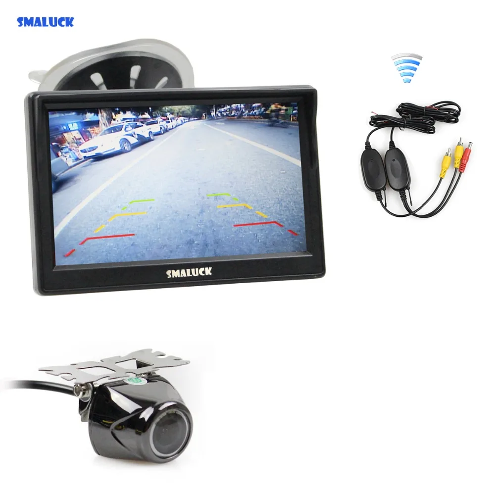 

SMALUCK Wireless 5 Inch TFT LCD Display Car Monitor with Waterproof Night Vision Security Metal Car Rear View Camera
