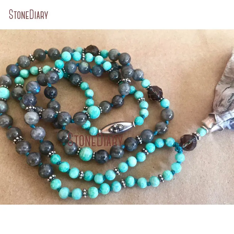 20180313-NM11107-Amazonite Labradorite Sterling Silver Smoky Quartz Sari Tassel Aligns Chakra Intuition Protection Positivity Grounding_2