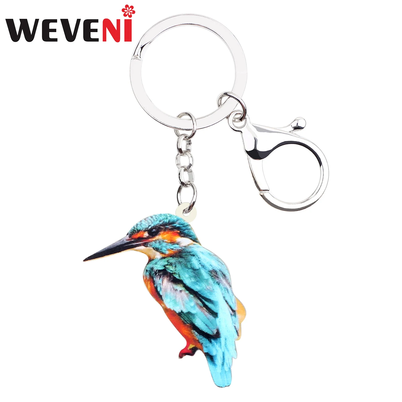 

WEVENI Statement Acrylic Cute Kingfisher Bird Key Chains Keychains Holders Animal Jewelry Gift For Women Girls Bag Car Charms