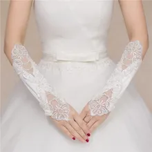 Свадебные перчатки атласные кружевные длинные пальцы Свадебные перчатки Свадебные аксессуары Luvas de Noiva