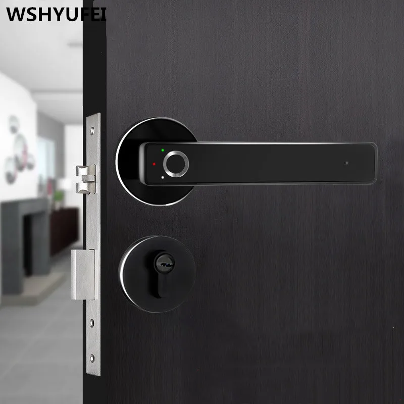  Fingerprint handle lock smart semiconductor fingerprint lock electronic biometric fingerprint door  - 33014682943