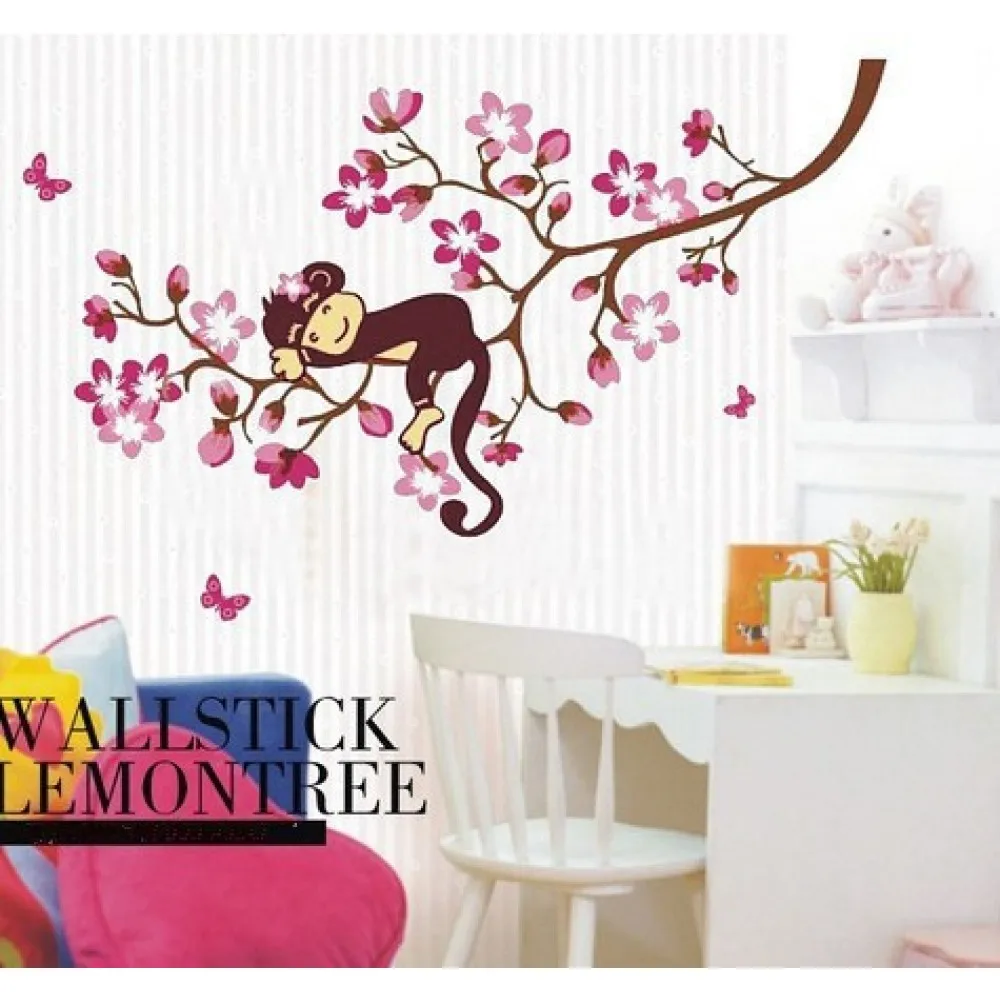 Us 9 Monkey Sleeping On The Sakura Tree Wall Decal Flower Stickers For Children Room Nursery G3jm8091 In From Home Garden Us 9 Monkey Sleeping On The Sakura Tree Wall Decal Flower Stickers For Children Room Nursery G3jm8091 In From Home Garden
