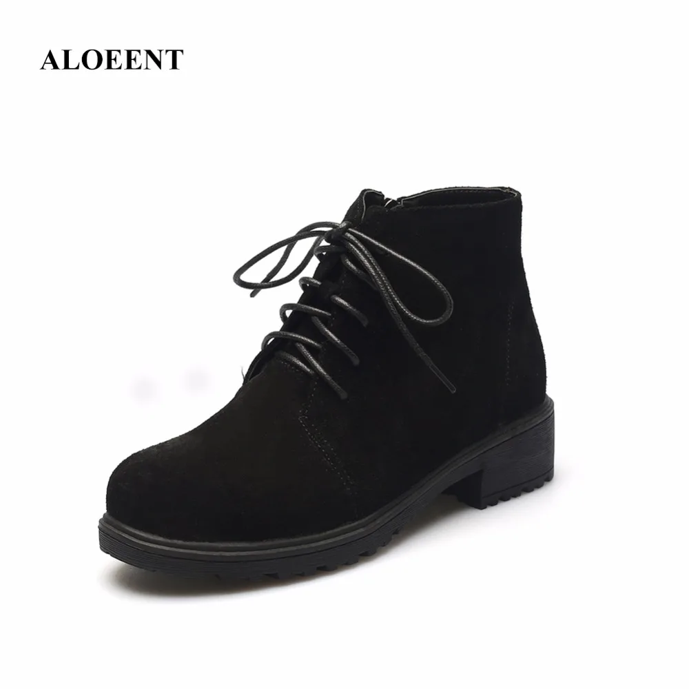 ALOEENT British Style Autumn And Winter Motorcycle Boots Low Square