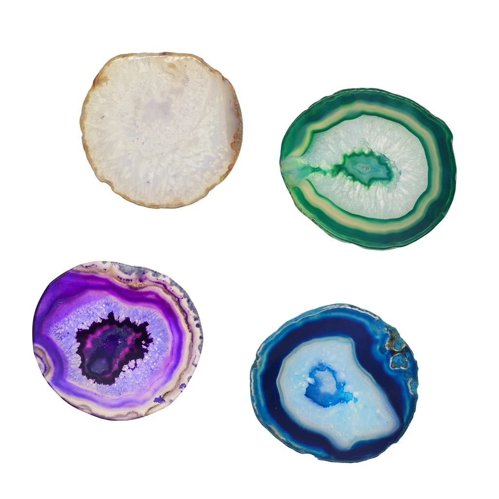 4 pieces Tea House Embellishments Agate Slices Irregular Crystal Quartz Stone For DIY Pendant Charms Mixed Colors 4#