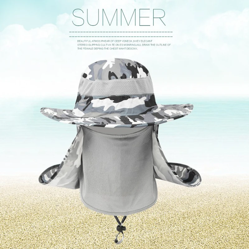 

Summer Unisex Outdoor Camouflage Face Sun Protection Cap 360 Degree Sun Protection Casual Mountaineering Fisherman Hat