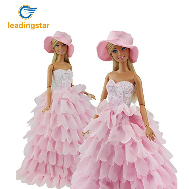 

Princess Evening Party Clothes Dress Outfit Set Multi Layers Gown for Barbie Doll with Hat Perfect Children Christmas Gift