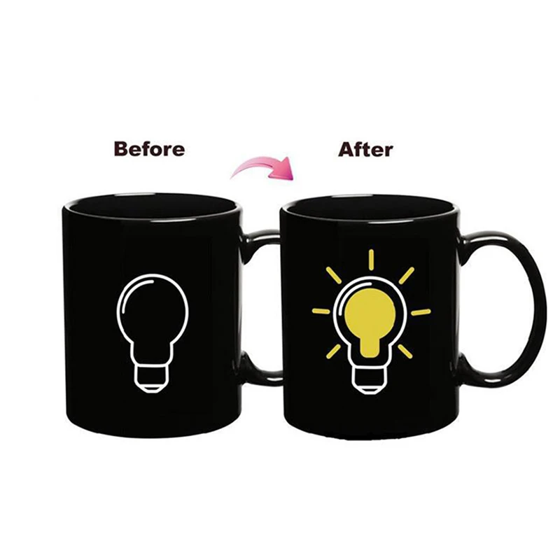 

Creative Light bulb Temperature Changing Cup Color Changing Chameleon Mugs Heat Sensitive Cup Coffee Milk Mug Good Gifts
