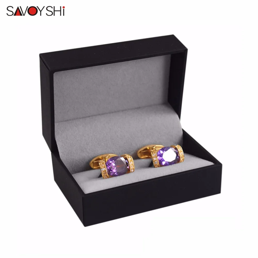 Роскошные фиолетовые запонки SAVOYSHI с кристаллами для мужчин рубашек брендовые