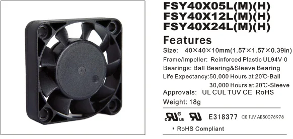 Масляный подшипник FONSONING 4 см FSY40S24L 4010 24 В 40x40x10 мм вентилятор охлаждения fsy40s24h|cooling