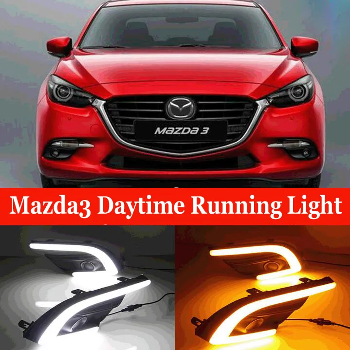 Hireno Super bright LED Daytime Running Light for Mazda 3 Mazda3 2017 Car LED DRL fog lamp 2PCS